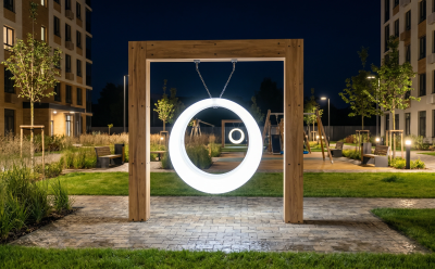 Пергола ""Зевс" со светящимися LED качелями White