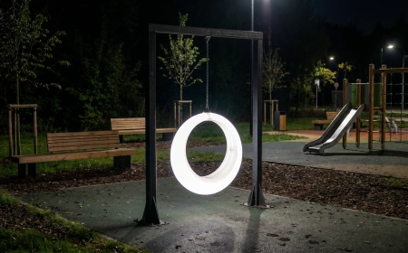 Пергола "Гера" со светящимися LED качелями 360° White