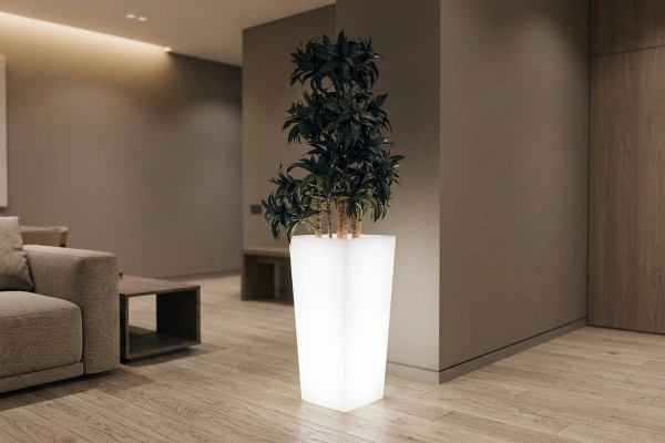 Светящееся LED кашпо-конус Flow L 220V White