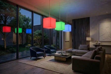 Подвесной LED куб 40 см 220V RGB