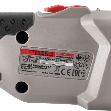 Машина полировальная аккумуляторная BL CROWN CT23018HX