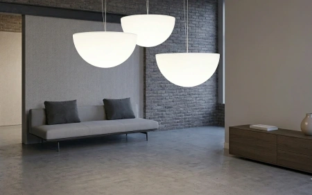 Подвесная светящаяся полусфера Halfmoon 220V 60 см White