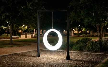 Пергола "Гера" со светящимися LED качелями 360° White