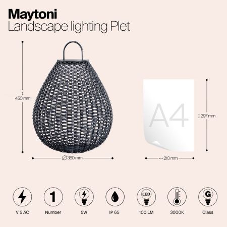 Ландшафтный светильник на солнечной батарее Maytoni OSL599FL-L5B3K черный