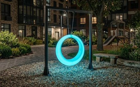Пергола "Гера" со светящимися LED качелями RGB