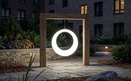 Пергола ""Зевс" со светящимися LED качелями 360° White