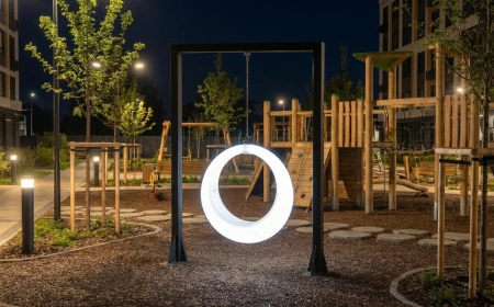 Пергола "Гера" со светящимися LED качелями 360° White