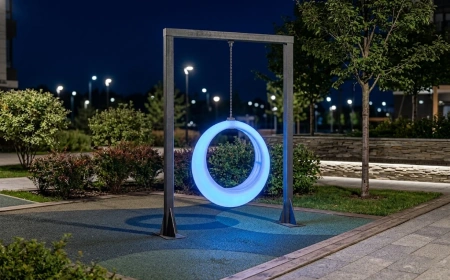 Пергола "Гера" со светящимися LED качелями 360° RGB