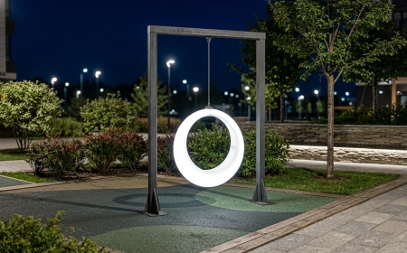 Пергола "Гера" со светящимися LED качелями 360° White