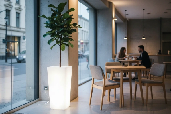 Светящееся LED кашпо-конус Flow L 220V White