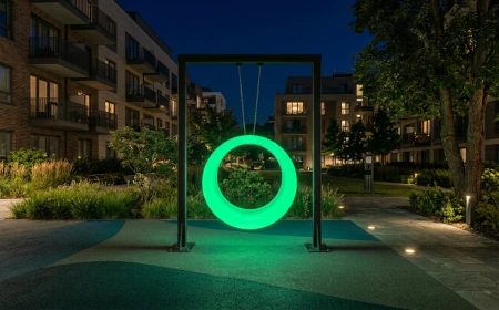Пергола "Гера" со светящимися LED качелями RGB