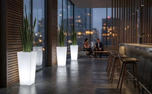 Светящееся LED кашпо-конус Flow XL 220V White