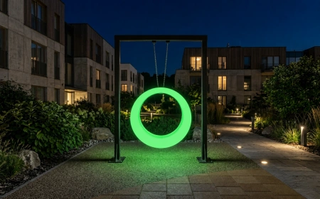 Пергола "Гера" со светящимися LED качелями RGB