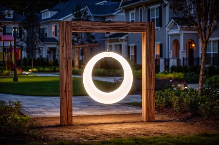 Пергола ""Зевс" со светящимися LED качелями 360° White