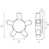 380653 Светильник DITO 5х1W LED 550LM G ЧЕРНЫЙ/ЗОЛОТО 4000K