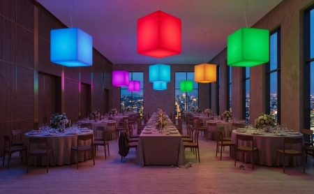 Подвесной LED куб 50 см 220V RGB